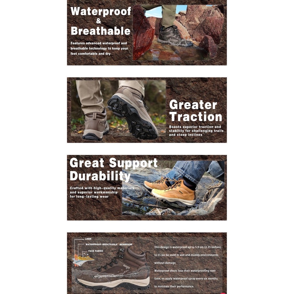 CC-Los Mens Waterproof Hiking Boots Outdoor Relaxed Fit Lightweight Black 14 - Picture 15 of 15